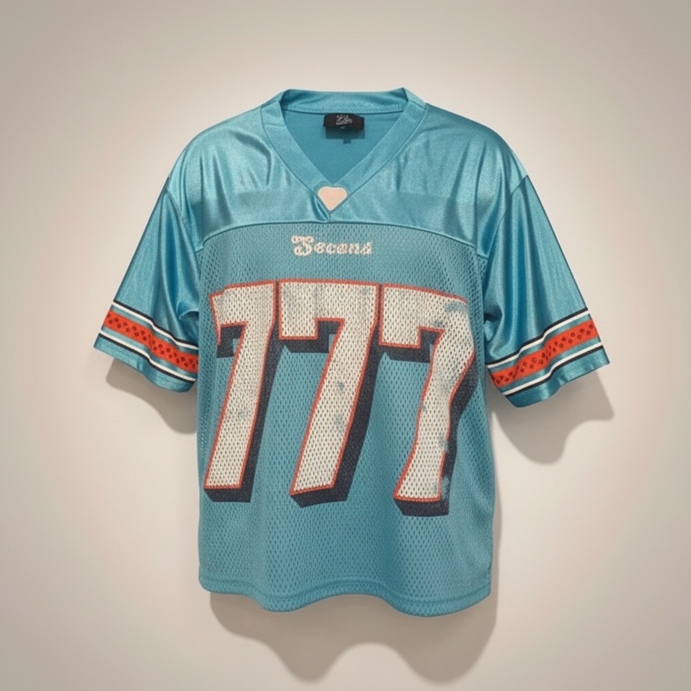 Triple Sevens Mesh Miami Football Jersey with rhinestones.